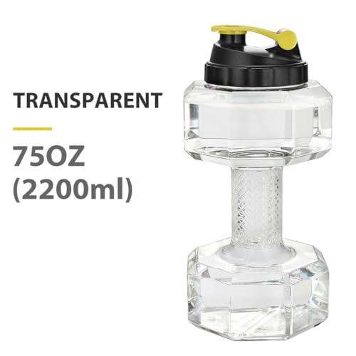 Dulcii 2.2L Dumbbell Shape Water Bottle, PETG Eco-friendly Sports Fitness Exercise Water Jug for Gym, Yoga, Running, Outdoors, Cycling, and Camping (Transparent) - Image 2