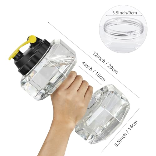 Dulcii 2.2L Dumbbell Shape Water Bottle, PETG Eco-friendly Sports Fitness Exercise Water Jug for Gym, Yoga, Running, Outdoors, Cycling, and Camping (Transparent) - Image 3