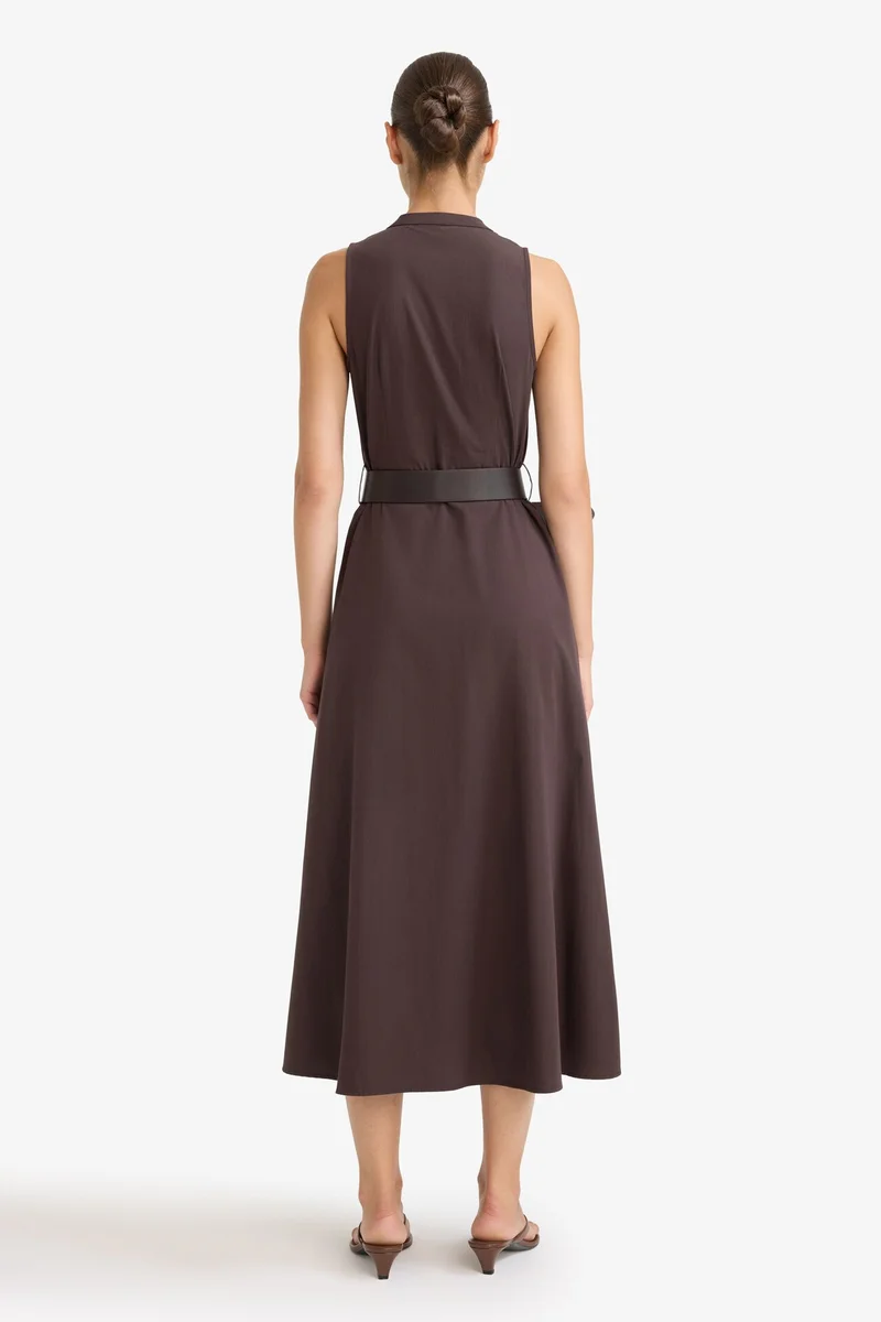 Defacto  Regular Fit Belted Cotton Sleeveless Midi Dress for Women | Best Price UAE