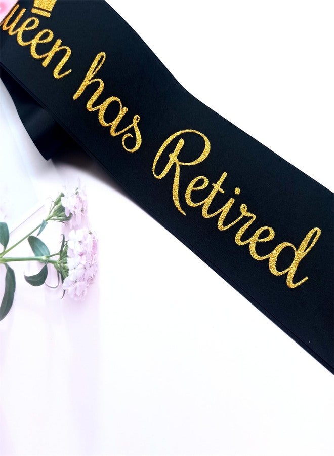 ماجنوسون جاردن وشاح "تقاعد الملكة" من حديقة ماغنوسون، أفكار لحفلات التقاعد والوداع، لوازم حفلات "تقاعد الأسطورة"، هدايا للمتقاعدات، زينة حفلات التقاعد باللونين الأسود والذهبي - Image 4