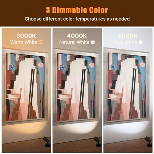 Kandicyar LED Spotlights Indoor, 5W Plants Uplighting with Remote Control Dimmable & Timer, Uplights Indoor Floor Spot Lights for Painting, Picture, Artwork, Accent Stick on Wall Light with 5.9 FT Plug Cord - Image 4