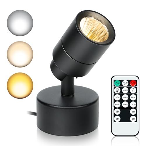 Kandicyar LED Spotlights Indoor, 5W Plants Uplighting with Remote Control Dimmable & Timer, Uplights Indoor Floor Spot Lights for Painting, Picture, Artwork, Accent Stick on Wall Light with 5.9 FT Plug Cord - Image 1