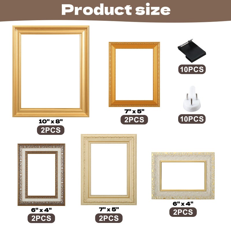 Foxtell 10 Pack Vintage Picture Frames for Wall or Tabletop Display Ornate Vintage Picture Frames Vintage Wall Art for Gallery Bedroom Living Room Antique Photo Frame for Wall DÃ©cor - Image 2