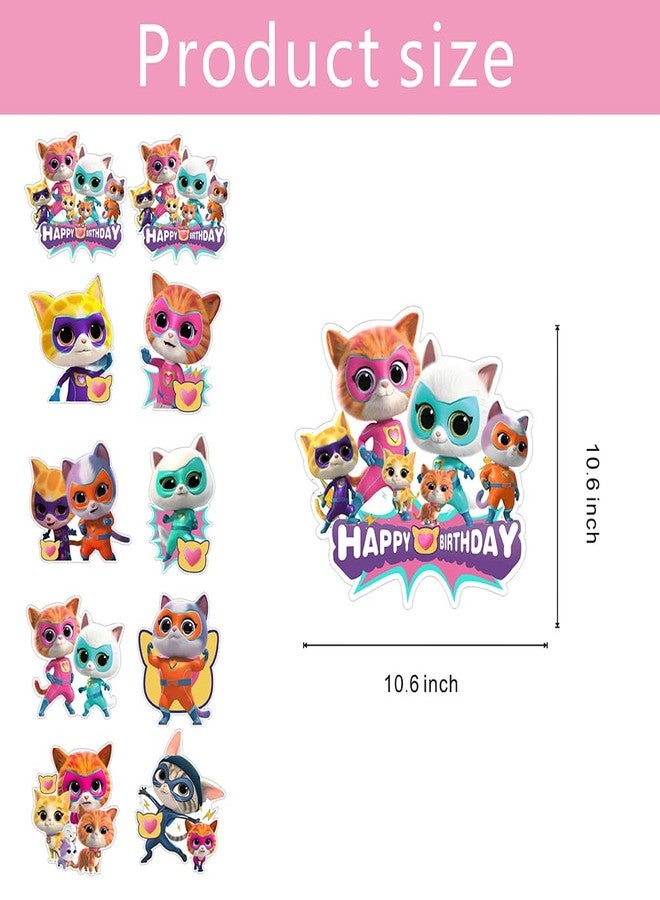 BNFUO 2pcs Super Cats Porch Sign Door Hanging Banner, Cute Animal Birthday Party Supplies for Kids Party Wall Decorations - Image 3