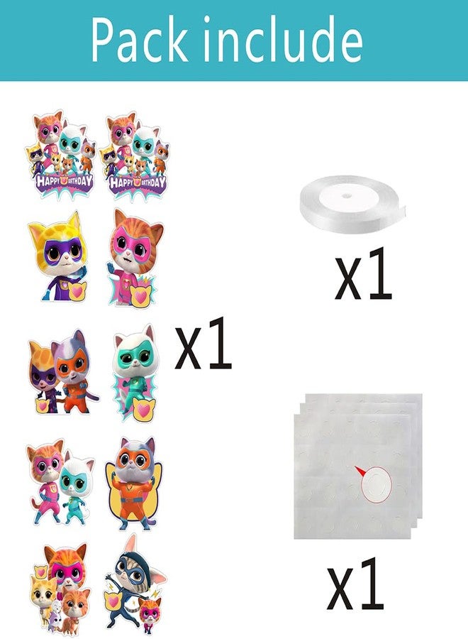 BNFUO 2pcs Super Cats Porch Sign Door Hanging Banner, Cute Animal Birthday Party Supplies for Kids Party Wall Decorations - Image 2