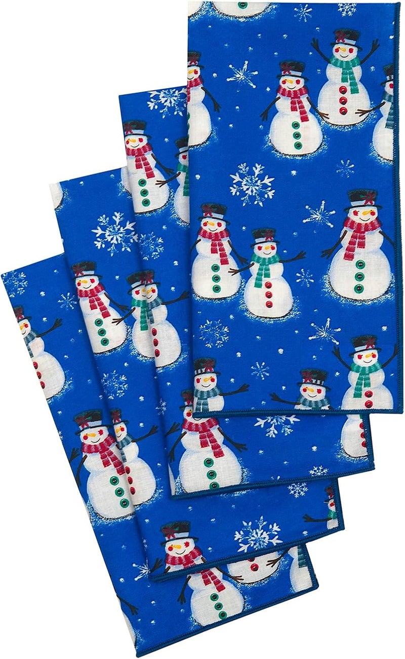 Decorative Things Christmas Napkins Cloth Napkins Christmas Table Decor Christmas Table Setting Winter Wonderland Snowman Decor Cotton Linen Napkins 18 Dinner Set 4 - Image 3