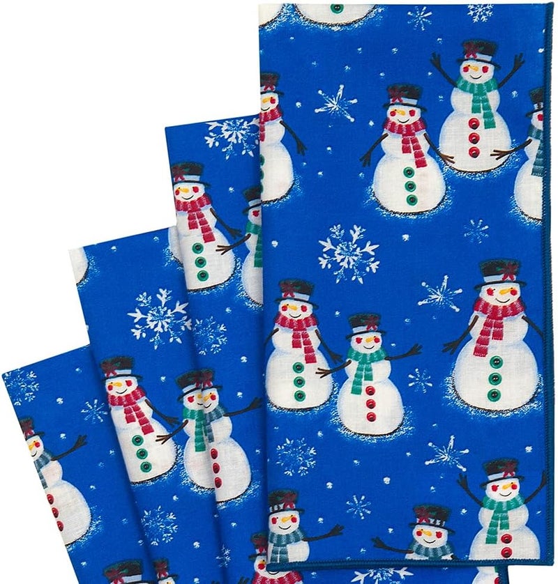 Decorative Things Christmas Napkins Cloth Napkins Christmas Table Decor Christmas Table Setting Winter Wonderland Snowman Decor Cotton Linen Napkins 18 Dinner Set 4 - Image 1