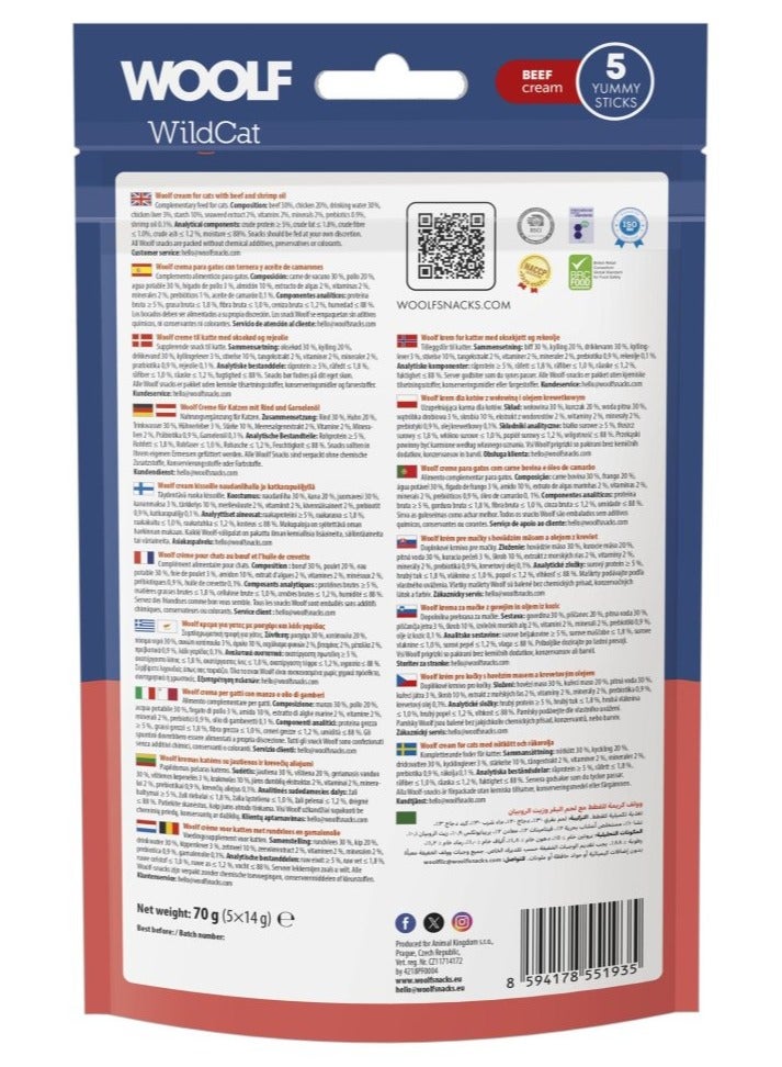 WOOLF WILDCAT Cream - Beef + shrimp oil for cat (5 pcs) - Image 2