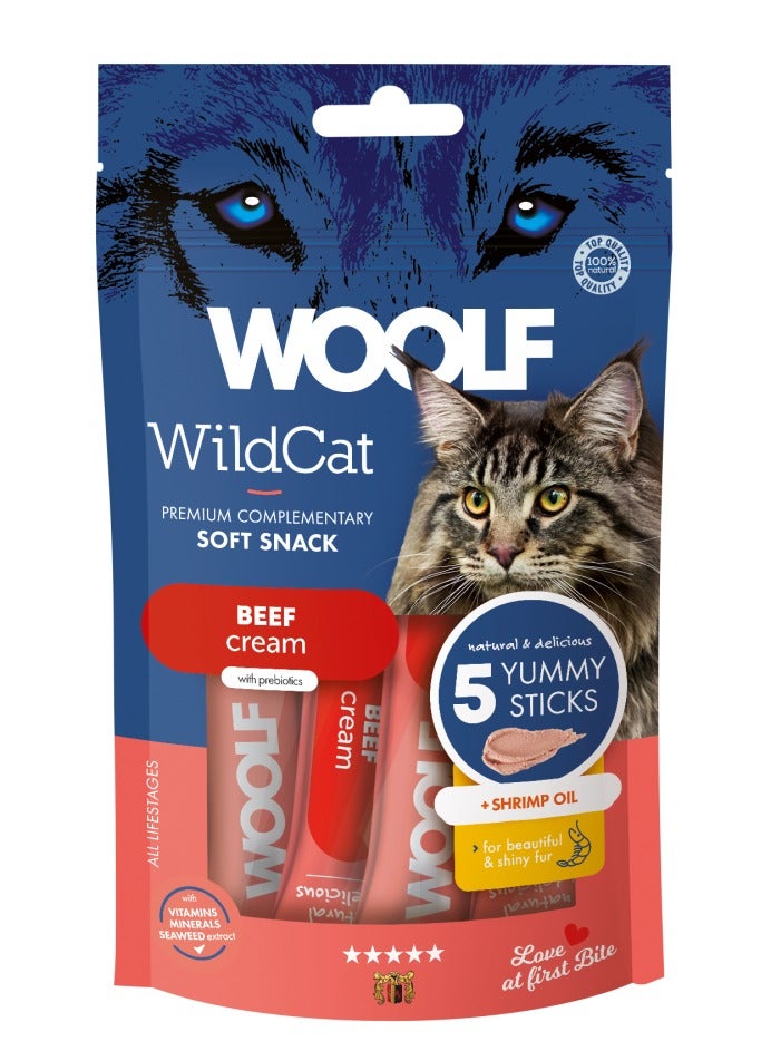 WOOLF WILDCAT Cream - Beef + shrimp oil for cat (5 pcs) - Image 1
