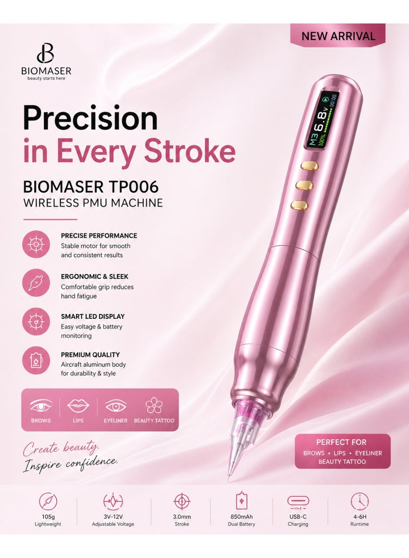 BIOMASER SPMU Wireless Machine Sparkle TP006- Dual Battery, Swiss Motor, Silent and Lightweight for Eyebrows and Lips. - Image 1