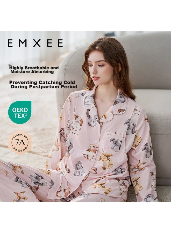 Emxee Spring And Autumn Maternity Nursing Pajamas Set For Pregnant Women Postpartum Maternity Nursing Home Clothes Set L Size - Image 1