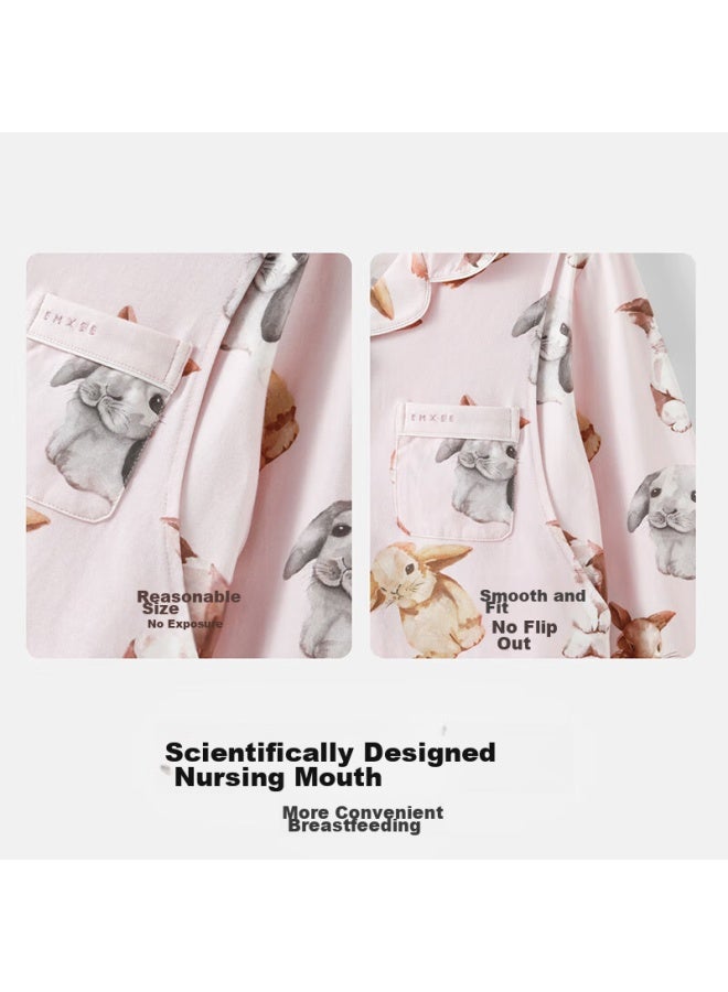 Emxee Spring And Autumn Maternity Nursing Pajamas Set For Pregnant Women Postpartum Maternity Nursing Home Clothes Set L Size - Image 4