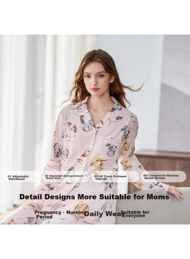 Emxee Spring And Autumn Maternity Nursing Pajamas Set For Pregnant Women Postpartum Maternity Nursing Home Clothes Set L Size - Image 3