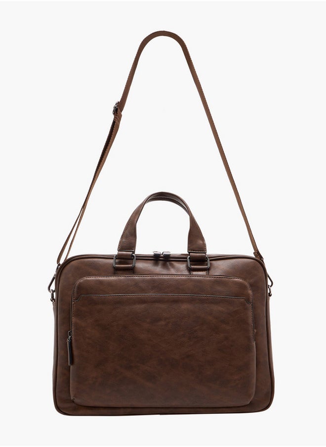 LBL by Shoexpress Men's Textured Laptop Bag with Detachable Strap and Zip Closure  - Image 2