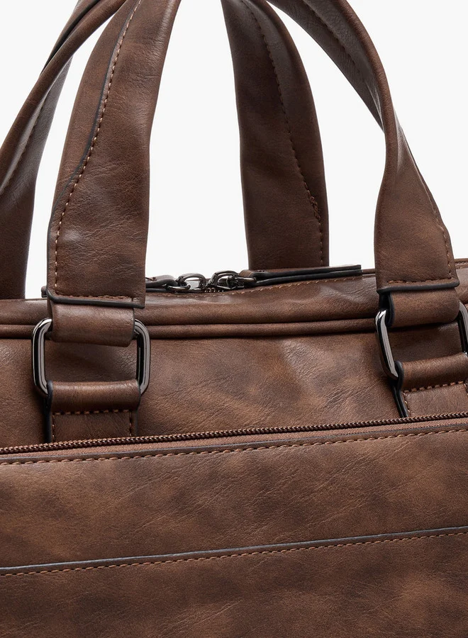 LBL by Shoexpress Men's Textured Laptop Bag with Detachable Strap and Zip Closure