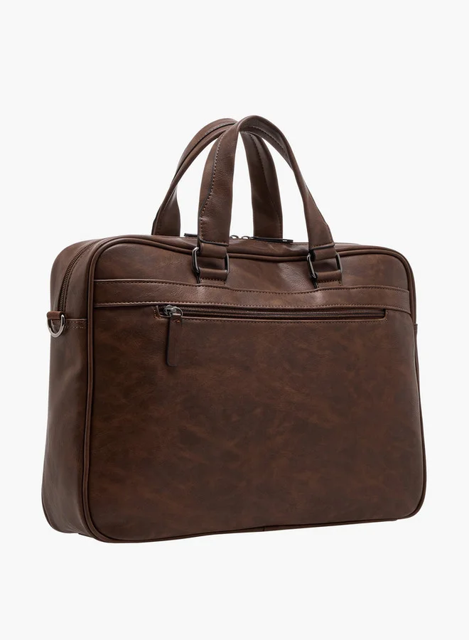 LBL by Shoexpress Men's Textured Laptop Bag with Detachable Strap and Zip Closure