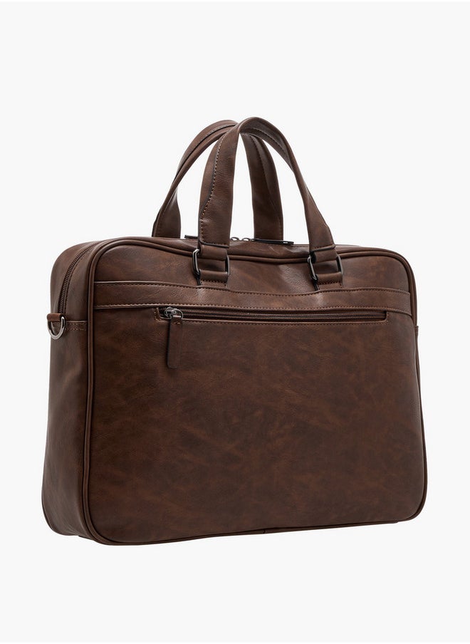 LBL by Shoexpress Men's Textured Laptop Bag with Detachable Strap and Zip Closure  - Image 3