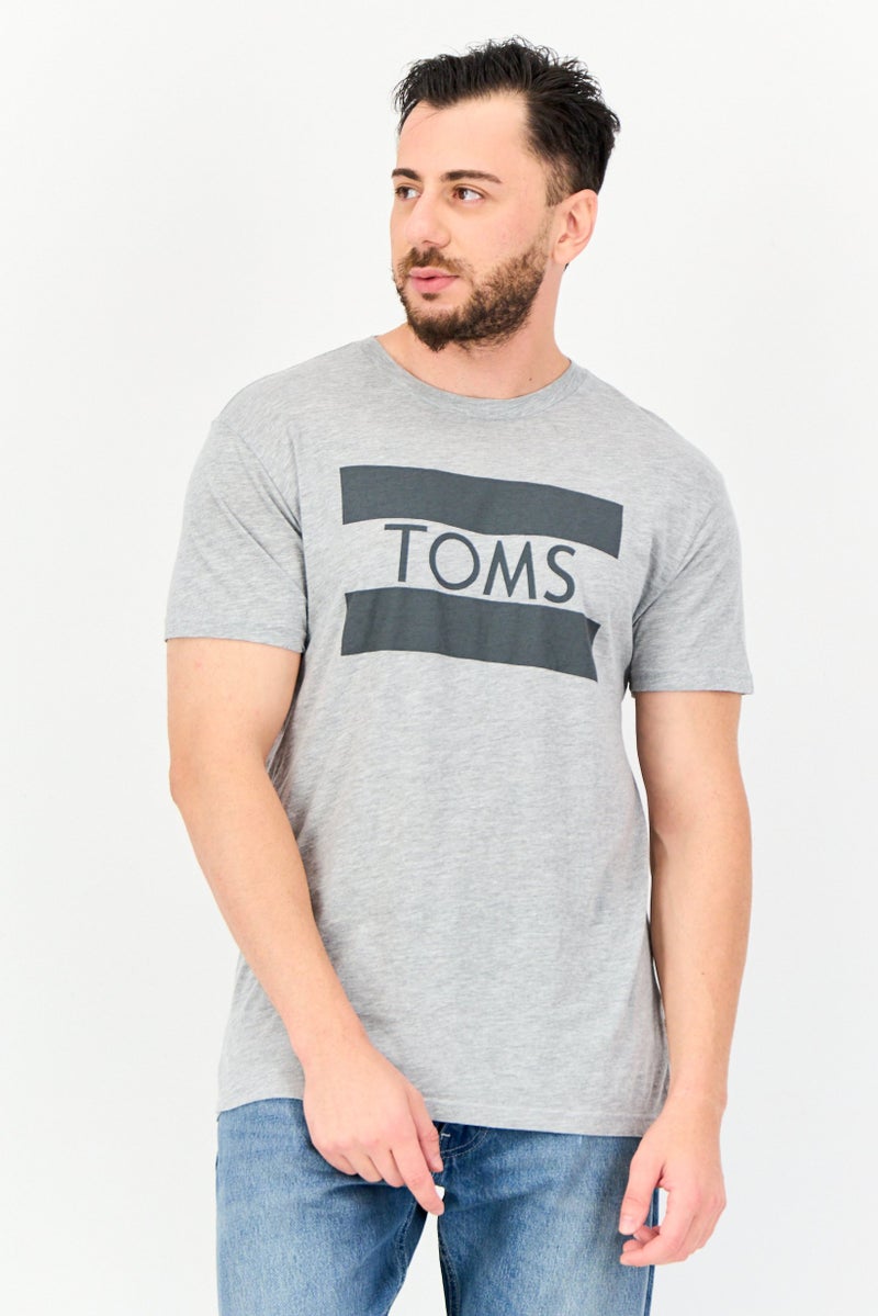 TOMS Men Crew Neck Short Sleeve Brand Logo T-shirt, Grey - Image 1