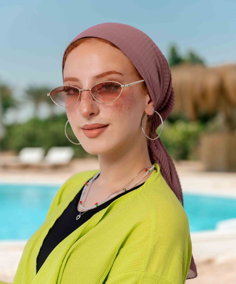 كايان طرحة ساتان أرماني بليسيه شيفون مربعة بتصميم مميز - متعدد الألوان - Image 1