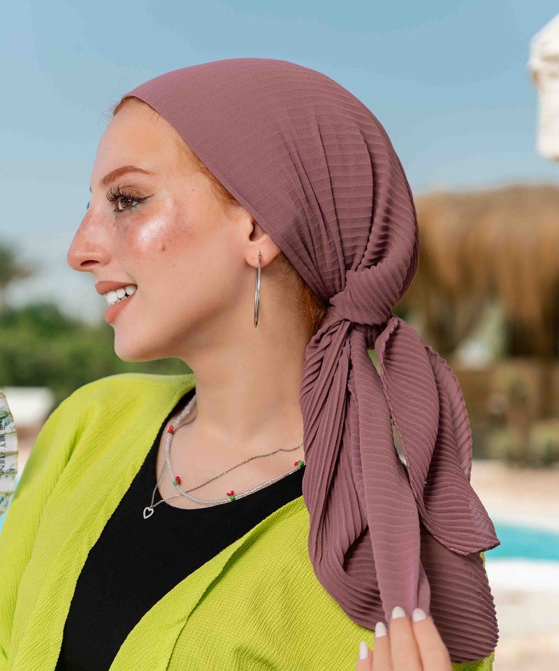كايان طرحة ساتان أرماني بليسيه شيفون مربعة بتصميم مميز - متعدد الألوان - Image 2