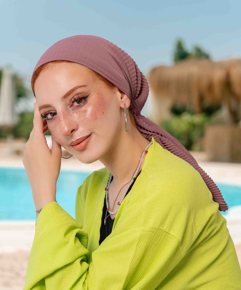 كايان طرحة ساتان أرماني بليسيه شيفون مربعة بتصميم مميز - متعدد الألوان - Image 3