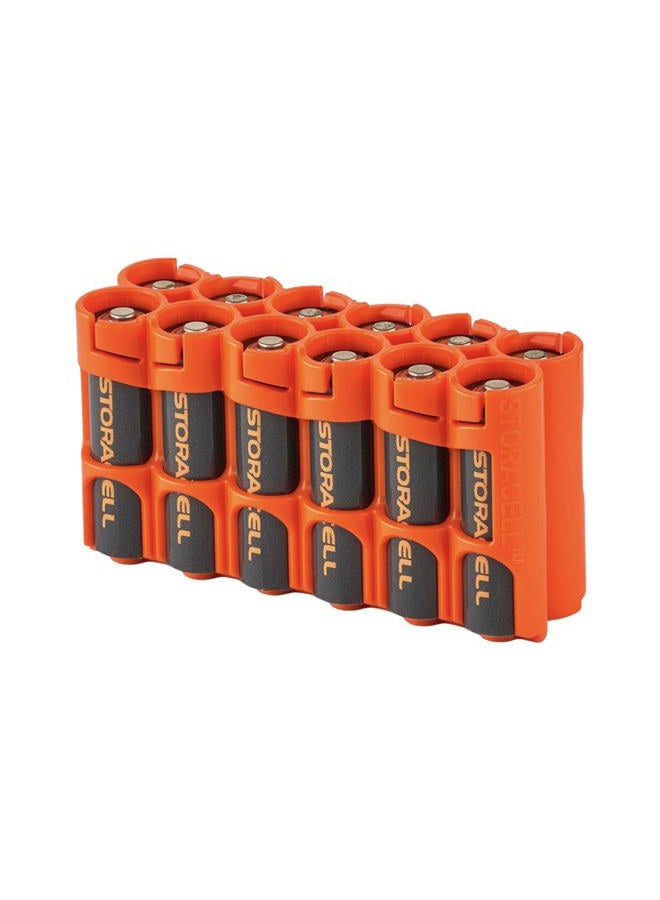 Storacell AA Battery Storage Caddy, Orange, Holds 12 Batteries (Not included) - Image 1