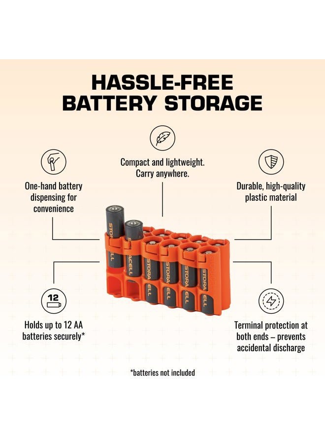 Storacell AA Battery Storage Caddy, Orange, Holds 12 Batteries (Not included) - Image 4