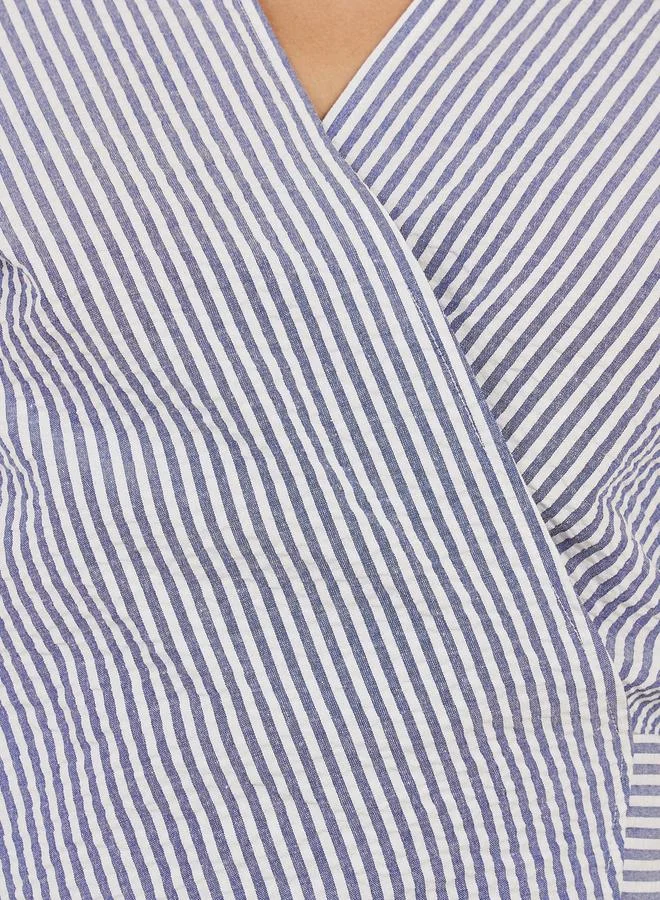Styli Styli Striped Puff Sleeve Wrap Top
