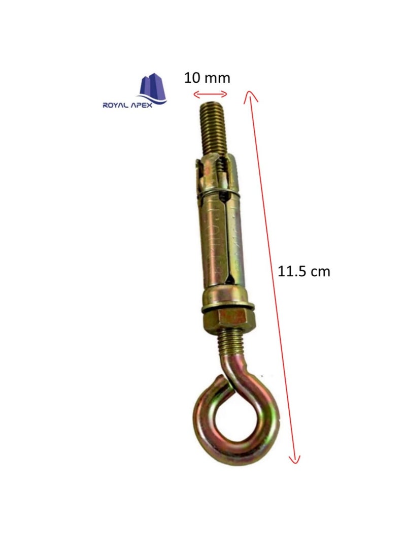 High Strength Metal Sleeve Shield Closed Hook/Eye Hook | Open Hook Anchor Bolt Pack of 5 (CLOSED HOOK, 12 MM)  - Image 3