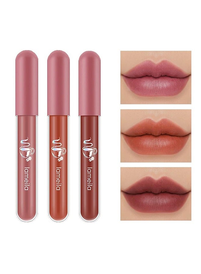 3 PCS Matte Liquid Lipstick Makeup Set, Long-Lasting Wear Non-Stick Cup Not Fade Matte Liquid Waterproof Lip Gloss - Image 1