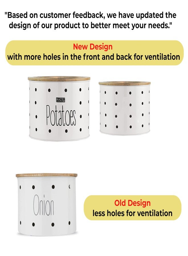 HAZEL Garlic & Potato Storage Containers | Potato Garlic Containers for Storage, Set of 2, White - Image 3