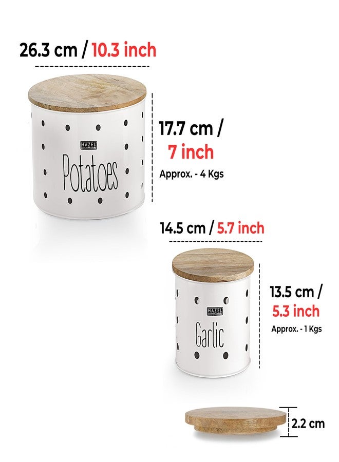 HAZEL Garlic & Potato Storage Containers | Potato Garlic Containers for Storage, Set of 2, White - Image 4