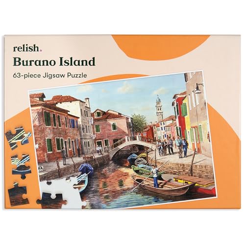 Relish Large Piece Puzzles for Seniors 63 Piece Burano Island Venice Jigsaw Puzzle Dementia Products for Elderly - Image 1