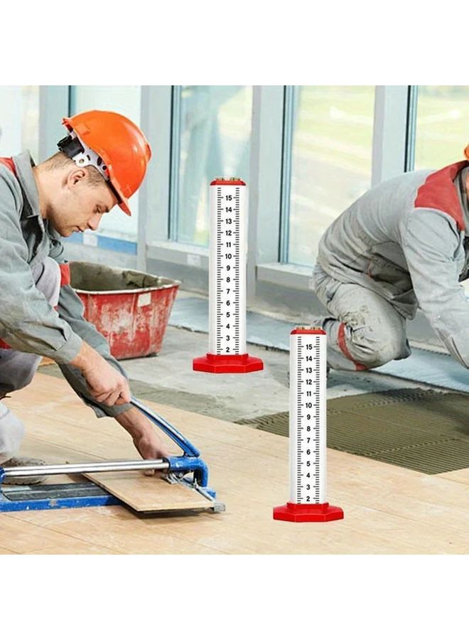 Red 2pcs Tile Leveling Ruler with Spirit Level Industrial Measuring Tool - Image 4