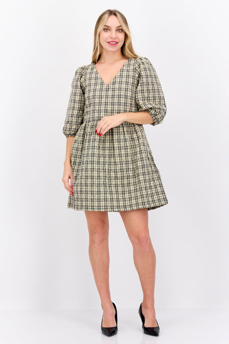 VERO MODA Women Plaid Mini Dress, Black  - Image 2