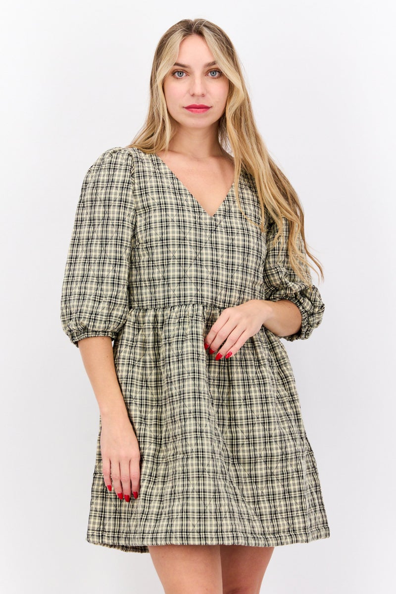 VERO MODA Women Plaid Mini Dress, Black  - Image 1
