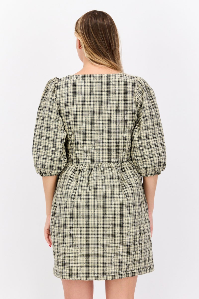VERO MODA Women Plaid Mini Dress, Black  - Image 3
