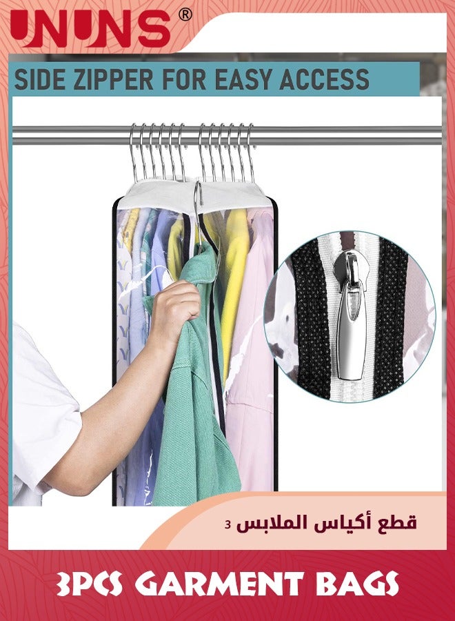 UNUNS 3-Piece Garment Bags,Clear Clothes Dust Cover With Zipper,50" Suit Bags For Closet Storage Hanging Clothes,Shirts,Coats,Dresses - Image 4