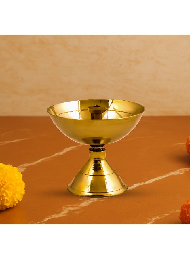 Aksharveda Brass Bowl Lamp Pyali Diya (Large) – Traditional Oil Lamp for Temple, Pooja & Home Decor | Handcrafted Brass Deepak for Diwali & Festivals - Image 1