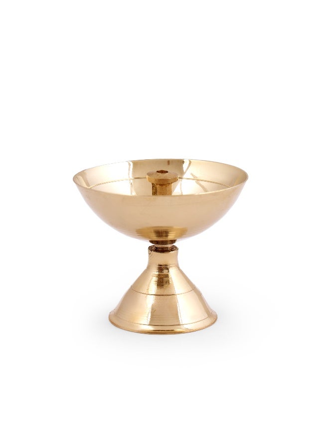 Aksharveda Brass Bowl Lamp Pyali Diya (Large) – Traditional Oil Lamp for Temple, Pooja & Home Decor | Handcrafted Brass Deepak for Diwali & Festivals - Image 2