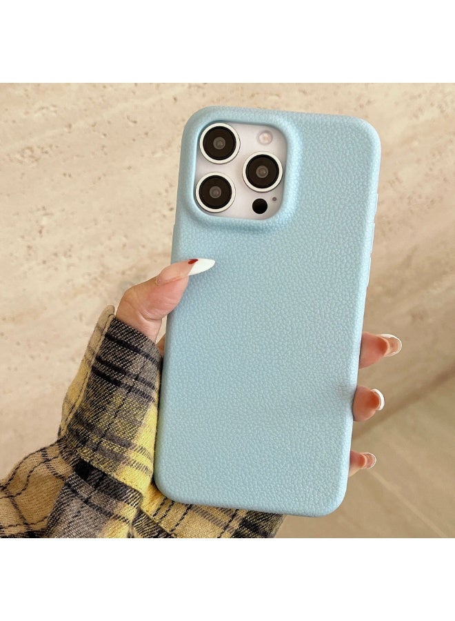 NIBEMINENT Solid Color Leather Pattern Protective TPU Case Cover For iPhone 14, Blue