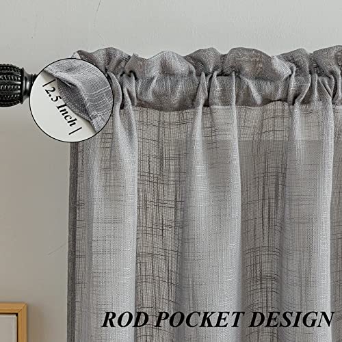BD BEDA HOME Beda Home Tassel Linen Textured Swag Curtain Valance for Farmhouses’ Kitchen; Light Filtering Rustic Short Swag Topper for Small Windows Bedroom Privacy Added Rod Pocket Design (36W x 36L, Grey) - Image 2