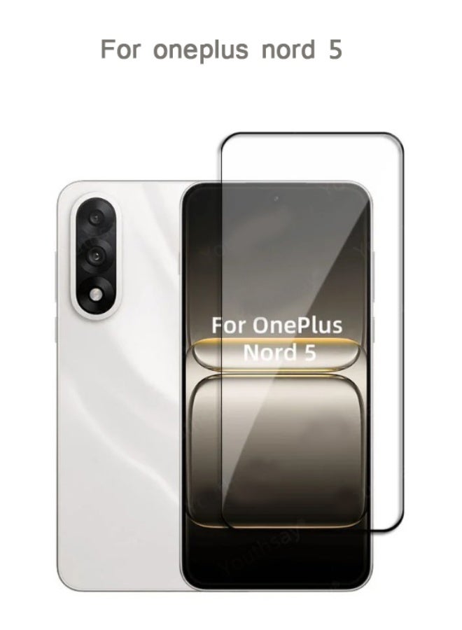 1 Pack Screen Protector for oneplus nord 5, Full Coverage Black Edge Tempered Glass Film Easy to Install, No Bubble, Case Friendly, 9H Anti-Scratch, - Image 1