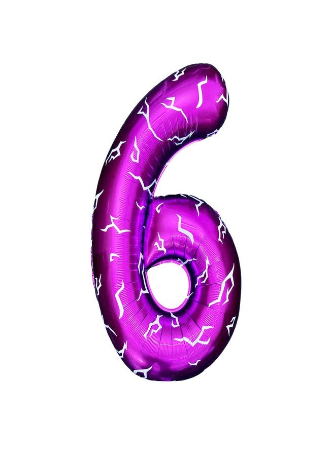 CHOOSE-IT 40 Inch K-pop Music Movie Hunter Theme Party Number 6 Balloon Purple Kpop Lightning Demon Mark Design Large Foil Mylar Balloon, Birthday Anniversary Decor Garland Arch Supplies - Image 1