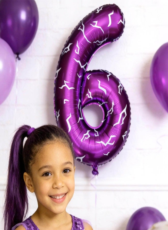 CHOOSE-IT 40 Inch K-pop Music Movie Hunter Theme Party Number 6 Balloon Purple Kpop Lightning Demon Mark Design Large Foil Mylar Balloon, Birthday Anniversary Decor Garland Arch Supplies - Image 4