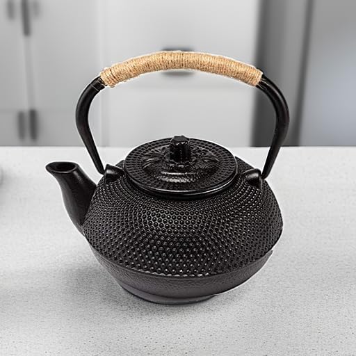 suyika Japanese Tetsubin Cast Iron Teapot Tea Kettle pot with Stainless Steel Infuser for Stovetop Safe Coated with Enameled Interior 30 oz/900 ml - Image 5