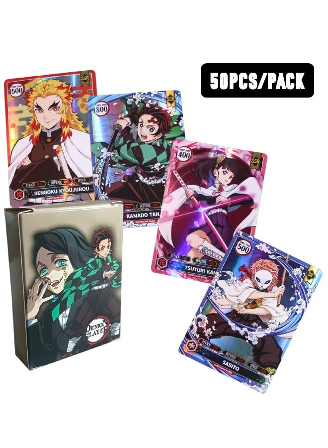 50PCS/Pack Anime Demon Slayer Card, Card Game Booster Packs, Demon Slayer Cards, Anime Trading Cards, No Repeat, Collectible Rare Cards Best Gift for Collectors and Fans - Image 1