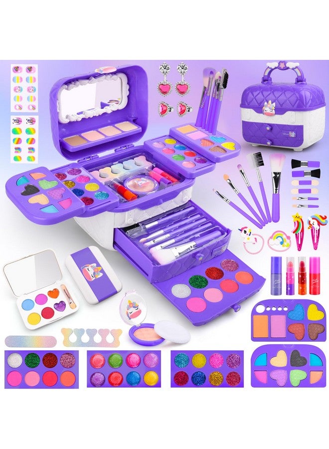 أوني مجموعة مكياج للأطفال 80 في 1 للبنات، مجموعات مكياج قابلة للغسل للأطفال، ألعاب بنات، مجموعة مكياج تظاهرية للعب مع حقيبة مكياج هدايا عيد الميلاد وأعياد الميلاد للفتيات من سن 3 إلى 12 عامًا، أرجواني - Image 1