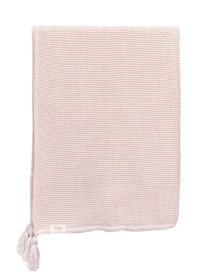 Crane Baby Dusty Rose Luxe Blanket, Soft Cotton Nursery and Stroller Blanket, Cotton and Cashmere, 36" x 36" - Image 1