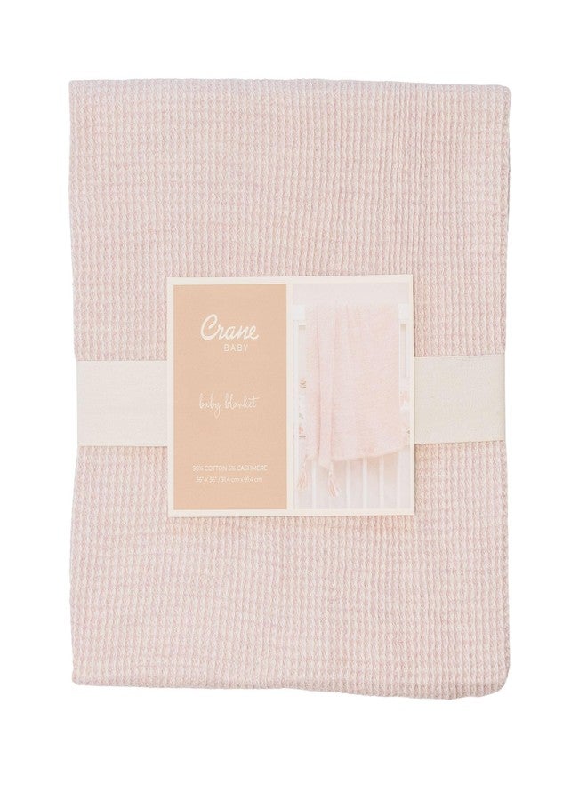Crane Baby Dusty Rose Luxe Blanket, Soft Cotton Nursery and Stroller Blanket, Cotton and Cashmere, 36" x 36" - Image 5